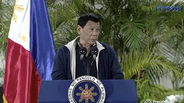 In this image from a video, Philippine President Rodrigo Duterte answers a reporter's question in Davao, Philippines, on April 29, 2018.(RTVM via AP)