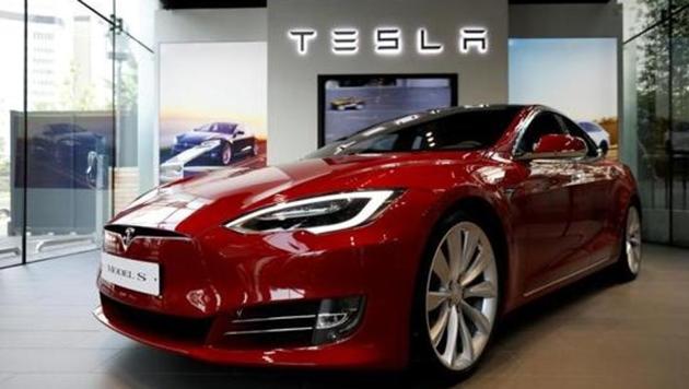 The Tesla S series car, like the one shown in this picture, moved on the M1 motorway, with Bhavesh Patel sitting with hands behind his head.(Reuters file)