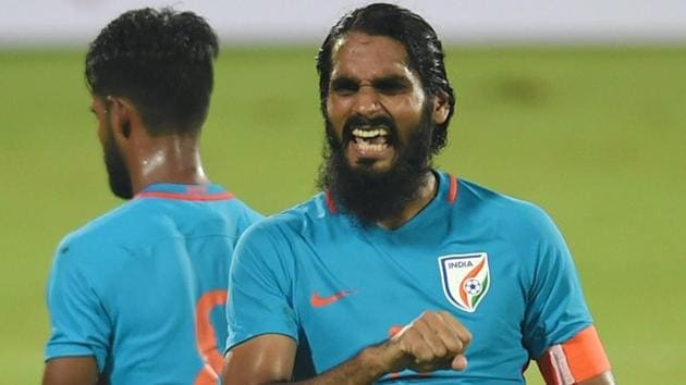 Sandesh Jhingan is one of the top defenders for Indian football team.(PTI)