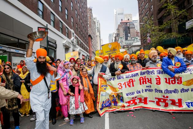 Thousands of Sikhs participated in the annual ‘Sikh Day Parade’ in the heart of Manhattan here, spreading awareness about the faith amid incidents of hate crimes against the minority community. (REUTERS)