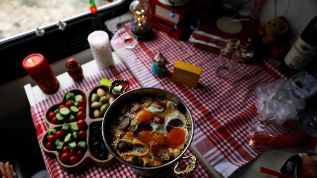 Breakfast prepared by Vasfiye Filiz, 43, and Nurcan Guner, 40, is placed on a table. “Of course this trend has caught our attention on Instagram, some posts encouraged us to hit the road,” said Guner. What hasn’t changed is the leisurely pace of the train through Turkey’s remote eastern hinterland. (Umit Bektas / REUTERS) Breakfast prepared by Vasfiye Filiz, 43, and Nurcan Guner, 40, is placed on a table. “Of course this trend has caught our attention on Instagram, some posts encouraged us to hit the road,” said Guner. What hasn’t changed is the leisurely pace of the train through Turkey’s remote eastern hinterland. (Umit Bektas / REUTERS)