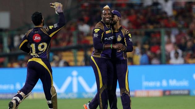 Kolkata Knight Riders players celebrates the wicket of Manan Vohra of the Royal Challengers Bangalore. (BCCI) Kolkata Knight Riders players celebrates the wicket of Manan Vohra of the Royal Challengers Bangalore. (BCCI)