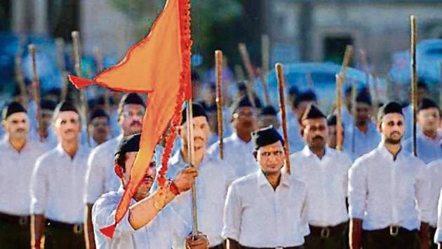 RSS observers say there was some churn within the Sangh brass and cadre on the outfit’s core issues being put on the back burner for the sake of political expediency.(AFP File) RSS observers say there was some churn within the Sangh brass and cadre on the outfit’s core issues being put on the back burner for the sake of political expediency.(AFP File)