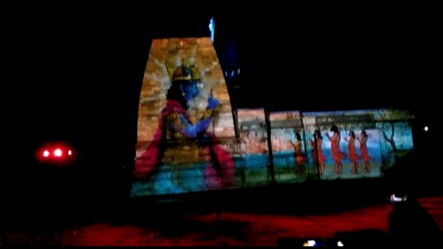 The laser show presented at the Kedarnath shrine in Uttarakhand. The show, titled ‘The Eternal Shiva’, was introduced at the shrine this year as a new attraction for devotees.(Video Grab)