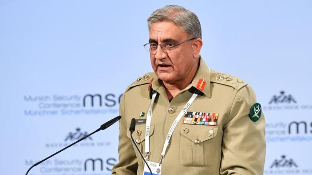 Pakistan's Chief of Army Staff Qamar Javed Bajwa speaks at the 54th Munich Security Conference, February 17(AFP)