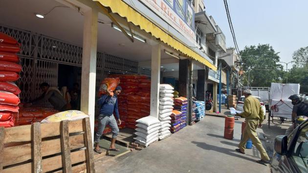 A view of the shops from where the MCD officials removed encroachments during the anti-encroachment drive at Khari Baoli, New Delhi, India, on Tuesday, May 1, 2018.(Sushil Kumar/ Hindustan Times)