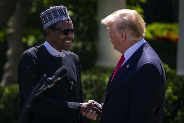 United States President Donald Trump with Nigerian President Muhammadu Buhari.(Bloomberg) United States President Donald Trump with Nigerian President Muhammadu Buhari.(Bloomberg)