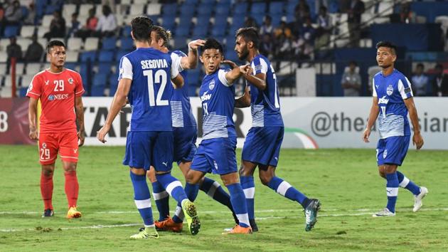 Bengaluru FC cruised to a comfortable 5-0 win over Aizawl FC in their AFC Cup clash on Wednesday.(HT photo)