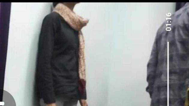 Video grab shows woman police recruit being examined by male doctor.(HT) Video grab shows woman police recruit being examined by male doctor.(HT)