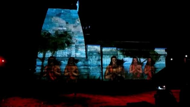 The laser show presented at the Kedarnath shrine in Uttarakhand. The show, titled ‘The Eternal Shiva’, was introduced at the shrine this year as a new attraction for devotees.(Video Grab)