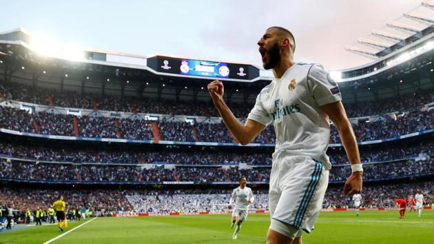Karim Benzema though first equalised then gave Real Madrid the lead to make it tough for Bayern Munich to advance to the Champions League final (REUTERS) Karim Benzema though first equalised then gave Real Madrid the lead to make it tough for Bayern Munich to advance to the Champions League final (REUTERS)