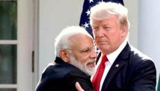 File photo of Prime Minister Narendra Modi greeting US President Donald Trump at the White House last year.(PTI) File photo of Prime Minister Narendra Modi greeting US President Donald Trump at the White House last year.(PTI)