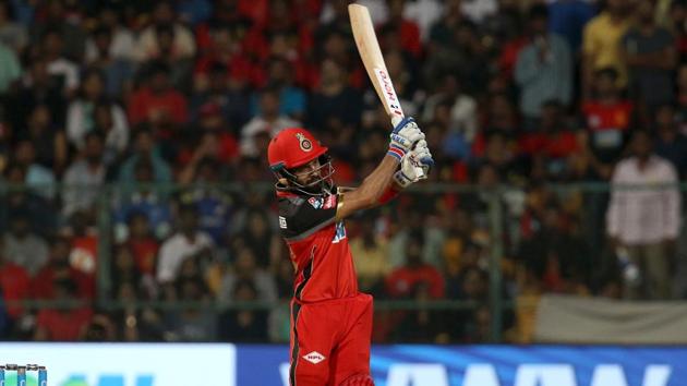 Manan Vohra of Royal Challengers Bangalore hits a six against Mumbai Indians during their IPL 2018 match. (BCCI) 