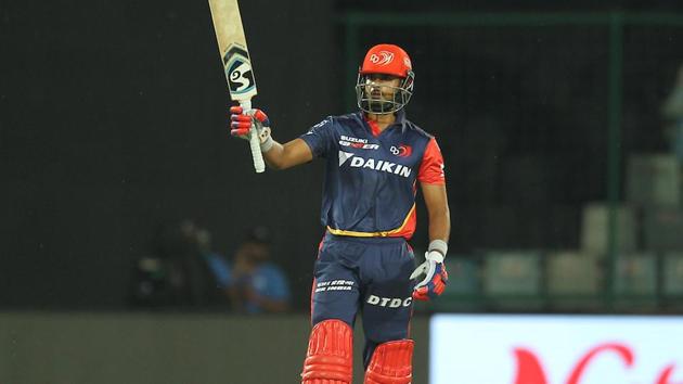 Shreyas Iyer of the Delhi Daredevils raises his bat after scoring half-century against Rajasthan Royals in an Indian Premier League (IPL) 2018 on Wednesday. (BCCI) Shreyas Iyer of the Delhi Daredevils raises his bat after scoring half-century against Rajasthan Royals in an Indian Premier League (IPL) 2018 on Wednesday. (BCCI)