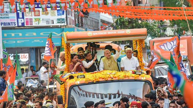 Bharatiya Janata Party president Amit Shah with party leaders during a road show in Hubli on April 12. (PTI file photo) Bharatiya Janata Party president Amit Shah with party leaders during a road show in Hubli on April 12. (PTI file photo)