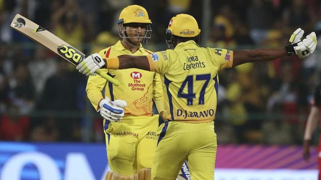 Dwayne Bravo (R) and MS Dhoni have been vital cogs in the Chennai Super Kings side in the IPL 2018.(AP) Dwayne Bravo (R) and MS Dhoni have been vital cogs in the Chennai Super Kings side in the IPL 2018.(AP)