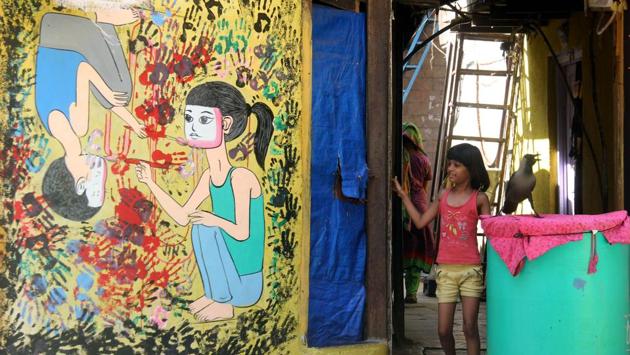 The colourful walls and graffiti have given the locality a dash of cheer and brightness. (Bhushan Koyande/HT PHOTO) The colourful walls and graffiti have given the locality a dash of cheer and brightness. (Bhushan Koyande/HT PHOTO)