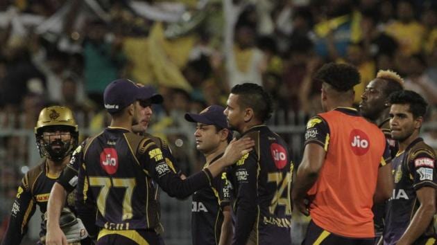 Kolkata Knight Riders' Sunil Narine applied the brakes in the middle overs. (AP) Kolkata Knight Riders' Sunil Narine applied the brakes in the middle overs. (AP)