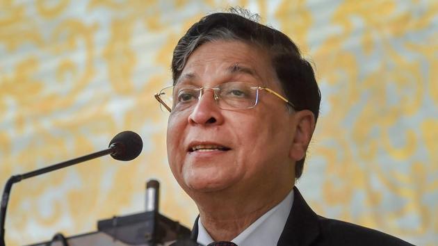 Chief Justice of India Dipak Misra speaks during farewell ceremony of Justice RK Agrawal organized by Supreme Court Bar Association at Supreme Court in New Delhi on May 4.(PTI Photo) Chief Justice of India Dipak Misra speaks during farewell ceremony of Justice RK Agrawal organized by Supreme Court Bar Association at Supreme Court in New Delhi on May 4.(PTI Photo)
