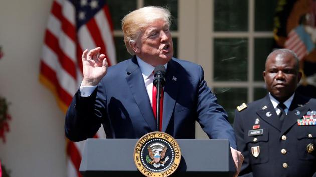 US President Donald Trump participates in an event at the White House in Washington. (Reuters Photo) US President Donald Trump participates in an event at the White House in Washington. (Reuters Photo)