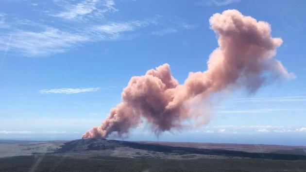An ash plume rises above the Kilauea volcano on Hawaii's Big Island following the eruption of the Kilauea volcano that came after a series of recent earthquakes. (Kevan Kamibayashi / US Geological Survey / AFP) An ash plume rises above the Kilauea volcano on Hawaii's Big Island following the eruption of the Kilauea volcano that came after a series of recent earthquakes. (Kevan Kamibayashi / US Geological Survey / AFP)