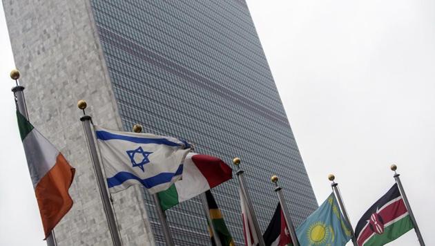 International flags fly outside the Secretariat building at the United Nations (UN) headquarters in New York. (Bloomberg Photo) International flags fly outside the Secretariat building at the United Nations (UN) headquarters in New York. (Bloomberg Photo)