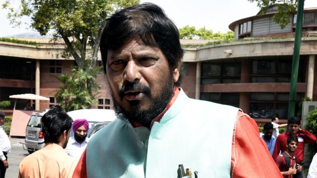 File photo of Union minister of state for social justice Ramdas Athawale.(Sonu Mehta/HT Photo)