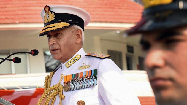 Admiral Sunil Lanba addresses a function organised for the presentation of all gallantry and non-gallantry awards announced by the President on the Republic Day this year, at the Southern Naval Command (SNC) in Kochi.(PTI FILE)