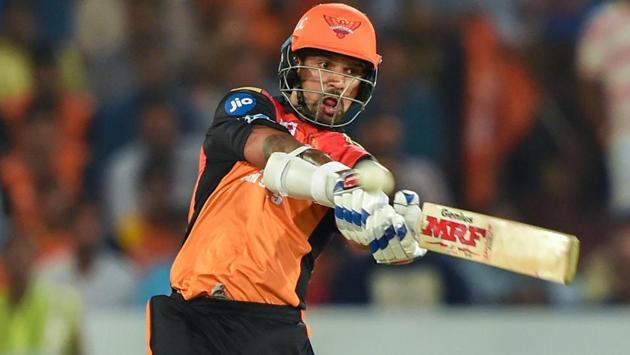 Sunrisers Hyderabad batsman Shikhar Dhawan plays a shot. (PTI) Sunrisers Hyderabad batsman Shikhar Dhawan plays a shot. (PTI)
