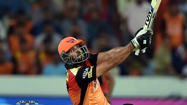 Sunrisers Hyderabad batsman Yusuf Pathan hits a six. (PTI) Sunrisers Hyderabad batsman Yusuf Pathan hits a six. (PTI)