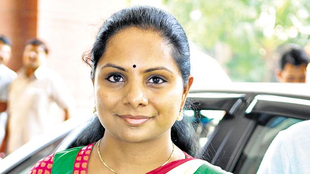 Kalvakuntla Kavitha, Telangana Rashtra Samithi MP from Nizamabad and daughter of chief minister K Chandrasekhar Rao.(Sonu Mehta/ HT File Photo)