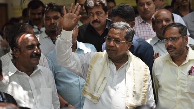 Karnataka CM Siddaramaiah after a press conference in Bengaluru on Sunday.(Arijit Sen/HT Photo)