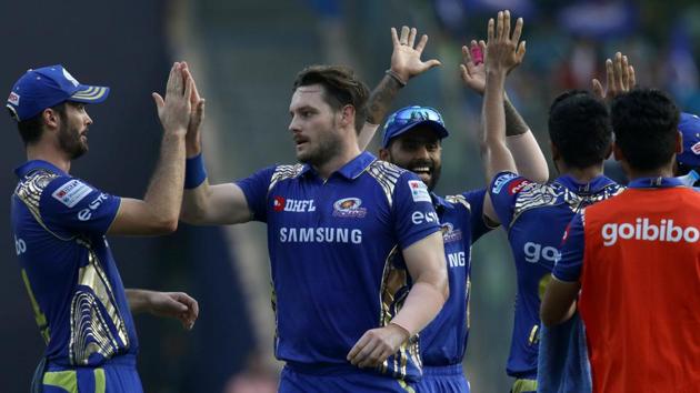 Mitchell McCleneghan dismissed Chris Lynn and Hardik Pandya got the wicket of Shubhman Gill as Kolkata Knight Riders started on a poor note. (BCCI) 