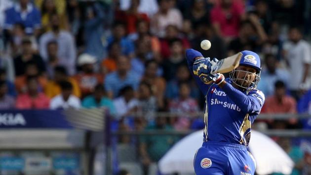 Krunal Pandya struck some big blows and along with brother, Hardik, helped Mumbai Indians stay on course for a big total. (BCCI) Krunal Pandya struck some big blows and along with brother, Hardik, helped Mumbai Indians stay on course for a big total. (BCCI)