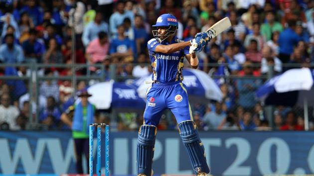 Hardik Pandya hit some lusty blows as Mumbai Indians finished on 181/4 after 20 overs. (BCCI) Hardik Pandya hit some lusty blows as Mumbai Indians finished on 181/4 after 20 overs. (BCCI)