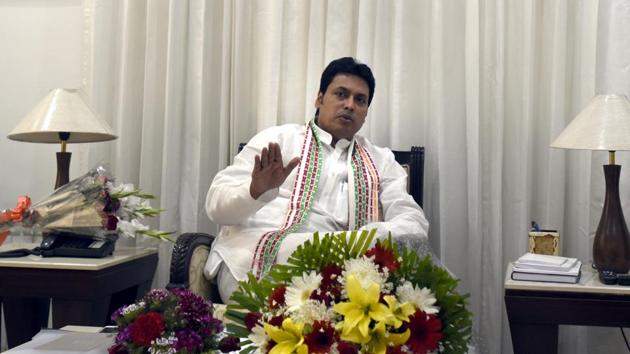 Tripura chief minister Biplab Kumar Deb. The BJP has said the panel’s proposal is not the government’s decision..(Sushil Kumar/HT File Photo) Tripura chief minister Biplab Kumar Deb. The BJP has said the panel’s proposal is not the government’s decision..(Sushil Kumar/HT File Photo)