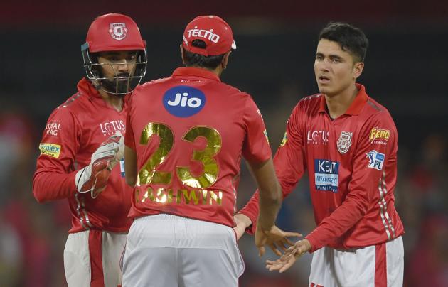 But Kings XI Punjab’s Mujeeb Zadran (R) pegged Rajasthan Royals back, he took three wickets for 27 runs in the middle overs. (AFP)