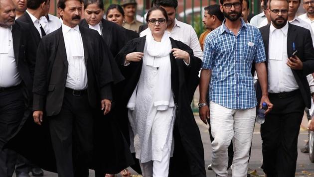 Deepika Singh Rajawat, the lawyer of Kathua rape-murder case victim, comes out of the Supreme Court in New Delhi.(REUTERS FILE) Deepika Singh Rajawat, the lawyer of Kathua rape-murder case victim, comes out of the Supreme Court in New Delhi.(REUTERS FILE)