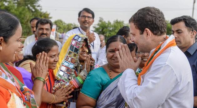 Congress President Rahul Gandhi meets supporters during an election campaign ahead of Karnataka Assembly elections at Gajendragarh in Gadag district on Friday. Political analysts suggest that the polls this year will see strategic voting by the Muslims, who are wary of reposing their faith in other “secular” outfits.(PTI file photo) Congress President Rahul Gandhi meets supporters during an election campaign ahead of Karnataka Assembly elections at Gajendragarh in Gadag district on Friday. Political analysts suggest that the polls this year will see strategic voting by the Muslims, who are wary of reposing their faith in other “secular” outfits.(PTI file photo)