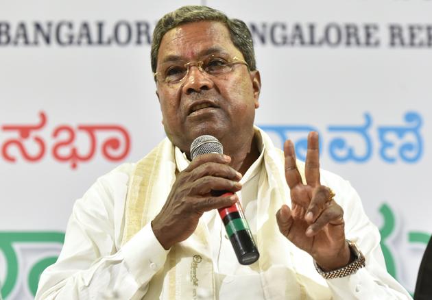 Karnataka chief minister Siddaramaiah during a press conference at the Press Club in Bengaluru on May 6.(Arijit Sen/HT Photo)