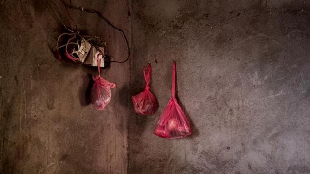 Food hangs in sacks on the wall at the home of a displaced family, in Lahj, southern Yemen. In many places there is food in the markets, but people simply can’t afford it. Salaries are going unpaid, work is harder to find and the currency has collapsed in value. Any money earned is spent in searching for food. In Qibli, the nearest market is 13 km away, which means paying high gas prices. (Nariman El-Mofty / AP) Food hangs in sacks on the wall at the home of a displaced family, in Lahj, southern Yemen. In many places there is food in the markets, but people simply can’t afford it. Salaries are going unpaid, work is harder to find and the currency has collapsed in value. Any money earned is spent in searching for food. In Qibli, the nearest market is 13 km away, which means paying high gas prices. (Nariman El-Mofty / AP)