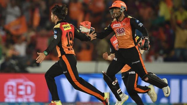 Rashid Khan celebrates the wicket of AB de Villiers.  (PTI) 