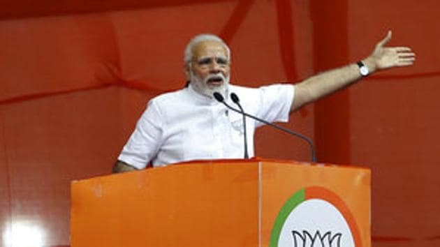 Modi, who completes four years in office on May 26, has seen mixed results in state elections and his Bharatiya Janata Party faces its next big test in the southern state of Karnataka on May 12. (AP Photo) Modi, who completes four years in office on May 26, has seen mixed results in state elections and his Bharatiya Janata Party faces its next big test in the southern state of Karnataka on May 12. (AP Photo)