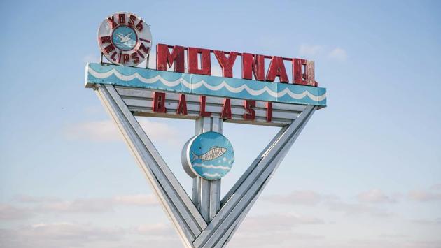 A sign for Moynaq stands at the entrance of the city. The Aral Sea is situated in Central Asia, between the Southern part of Kazakhstan and Northern Uzbekistan. Up until the third quarter of the 20th century it was the world’s fourth largest saline lake. (Taylor Weidman / Bloomberg) 