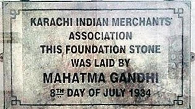 The Gandhi plaque.(HT Photo) The Gandhi plaque.(HT Photo)