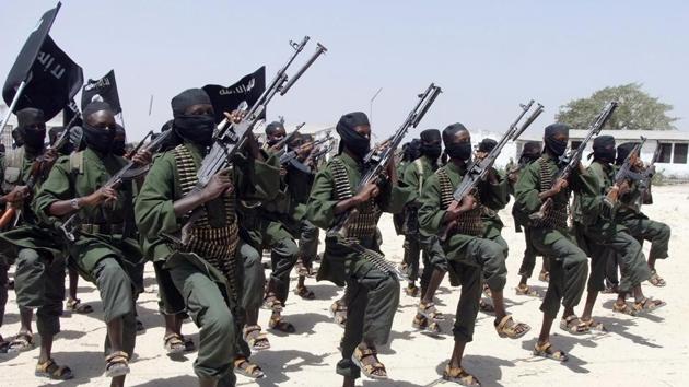 File photo of newly-trained al-Shabab fighters performing military exercises in Lafofe area,18 km south of Mogadishu, Somalia.(AP photo) File photo of newly-trained al-Shabab fighters performing military exercises in Lafofe area,18 km south of Mogadishu, Somalia.(AP photo)