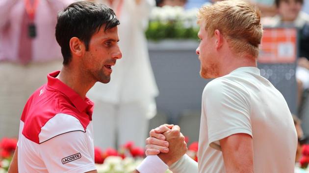 Kyle Edmund (R) secured one of the biggest wins of his career by beating former world No 1 Novak Djokovic in the second round of the Madrid Open.(REUTERS) Kyle Edmund (R) secured one of the biggest wins of his career by beating former world No 1 Novak Djokovic in the second round of the Madrid Open.(REUTERS)