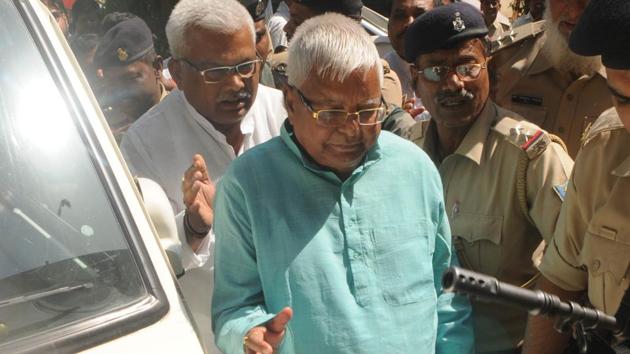 File photo of former railway minister Lalu Prasad outside a special CBI court. (HT Photo) File photo of former railway minister Lalu Prasad outside a special CBI court. (HT Photo)