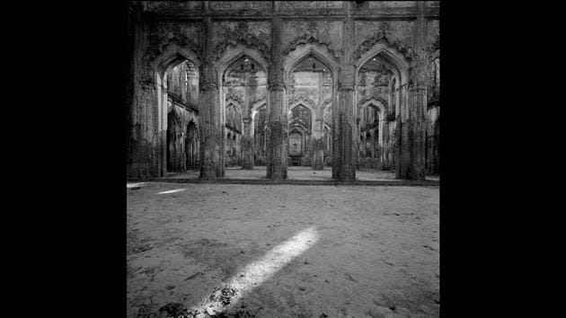Ruins of British Residency, Lucknow, 1977, Silver gelatin print. In the Shadow of the Raj, presented by Tasveer and supported by Dauble, is on view at Bikaner House in New Delhi till May 13. The exhibition will travel across India, including Mumbai, Bangalore, Chennai and Ahmedabad. (©Derry Moore / Courtesy Tasveer) Ruins of British Residency, Lucknow, 1977, Silver gelatin print. In the Shadow of the Raj, presented by Tasveer and supported by Dauble, is on view at Bikaner House in New Delhi till May 13. The exhibition will travel across India, including Mumbai, Bangalore, Chennai and Ahmedabad. (©Derry Moore / Courtesy Tasveer)