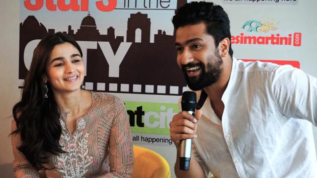 In the film, Alia Bhatt plays an Indian spy, who marries a Pakistani Army officer (played by Vicky Kaushal) to get crucial information to help her nation.(Sarang Gupta/HT Photo)